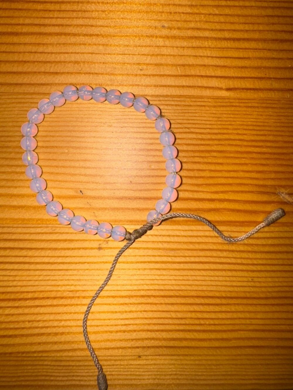 Opalescent Beaded Bracelet Adjustable Cord Closure